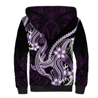 Purple Black Aloha Hawaii Sherpa Hoodie Polynesian Shark Tattoo Plumeria LT14 - Polynesian Pride