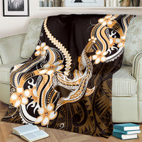 Orange Black Aloha Hawaii Blanket Polynesian Shark Tattoo Plumeria