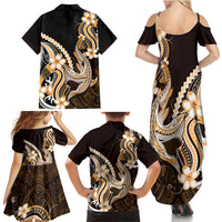 Orange Black Aloha Hawaii Family Matching Summer Maxi Dress and Hawaiian Shirt Polynesian Shark Tattoo Plumeria LT14 - Polynesian Pride