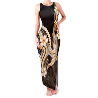 Orange Black Aloha Hawaii Family Matching Tank Maxi Dress and Hawaiian Shirt Polynesian Shark Tattoo Plumeria LT14 Mom's Dress Orange - Polynesian Pride