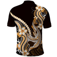 Orange Black Aloha Hawaii Polo Shirt Polynesian Shark Tattoo Plumeria