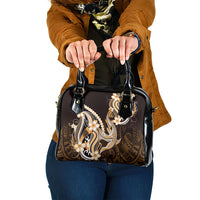 Orange Black Aloha Hawaii Shoulder Handbag Polynesian Shark Tattoo Plumeria
