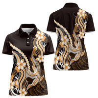 Orange Black Aloha Hawaii Women Polo Shirt Polynesian Shark Tattoo Plumeria LT14 - Polynesian Pride