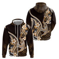 Orange Black Aloha Hawaii Zip Hoodie Polynesian Shark Tattoo Plumeria
