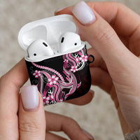 Pink Black Aloha Hawaii AirPods Case Polynesian Shark Tattoo Plumeria