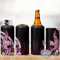 Pink Black Aloha Hawaii 4 in 1 Can Cooler Tumbler Polynesian Shark Tattoo Plumeria LT14 - Polynesian Pride