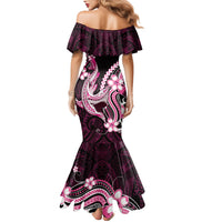 Pink Black Aloha Hawaii Family Matching Mermaid Dress and Hawaiian Shirt Polynesian Shark Tattoo Plumeria LT14 - Polynesian Pride