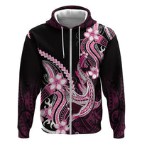 Pink Black Aloha Hawaii Hoodie Polynesian Shark Tattoo Plumeria