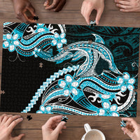 Blue Black Aloha Hawaii Puzzle Polynesian Shark Tattoo Plumeria