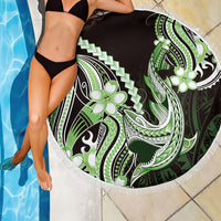 Green Black Aloha Hawaii Beach Blanket Polynesian Shark Tattoo Plumeria