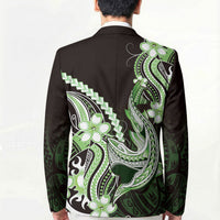 Green Black Aloha Hawaii Blazer Polynesian Shark Tattoo Plumeria