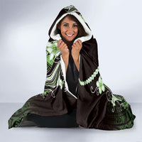 Green Black Aloha Hawaii Hooded Blanket Polynesian Shark Tattoo Plumeria