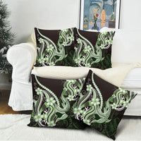 Green Black Aloha Hawaii Pillow Cover Polynesian Shark Tattoo Plumeria