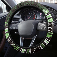 Green Black Aloha Hawaii Steering Wheel Cover Polynesian Shark Tattoo Plumeria
