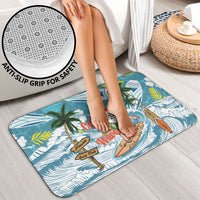 Hawaii Summer Christmas Bathroom Set Surfing Santa Shaka Catch The Wave