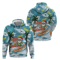 Hawaii Summer Christmas Hoodie Surfing Santa Shaka Catch The Wave