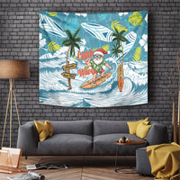 Hawaii Summer Christmas Tapestry Surfing Santa Shaka Catch The Wave