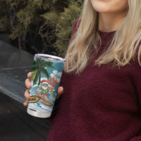 Hawaii Summer Christmas Tumbler Cup Surfing Santa Shaka Catch The Wave