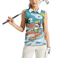 Hawaii Summer Christmas Women Sleeveless Polo Shirt Surfing Santa Shaka Catch The Wave LT14 - Polynesian Pride