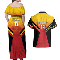 Papua New Guinea Rugby Custom Couples Matching Off Shoulder Maxi Dress and Hawaiian Shirt Go PNG Hunters Polynesian Pattern LT14 - Polynesian Pride