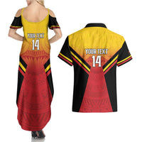 Papua New Guinea Rugby Custom Couples Matching Summer Maxi Dress and Hawaiian Shirt Go PNG Hunters Polynesian Pattern - Polynesian Pride