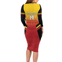 Papua New Guinea Rugby Custom Family Matching Long Sleeve Bodycon Dress and Hawaiian Shirt Go PNG Hunters Polynesian Pattern LT14 - Polynesian Pride