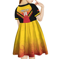 Papua New Guinea Rugby Custom Kid Short Sleeve Dress Go PNG Hunters Polynesian Pattern - Polynesian Pride