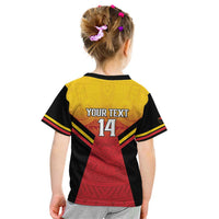 Papua New Guinea Rugby Custom Kid T Shirt Go PNG Hunters Polynesian Pattern - Polynesian Pride