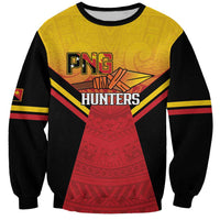 Papua New Guinea Rugby Custom Sweatshirt Go PNG Hunters Polynesian Pattern - Polynesian Pride
