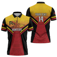 Papua New Guinea Rugby Custom Zipper Polo Shirt Go PNG Hunters Polynesian Pattern - Polynesian Pride