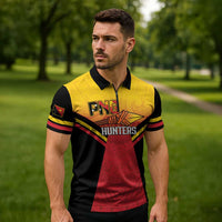 Papua New Guinea Rugby Custom Zipper Polo Shirt Go PNG Hunters Polynesian Pattern - Polynesian Pride