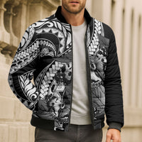 Kamehameha Butterfly Hawaii Bomber Puffer Jacket Hawaiian Pulelehua Mamaki Black Color LT14 - Polynesian Pride