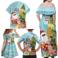 Aloha Hawaii Mele Kalikimaka Family Matching Off Shoulder Maxi Dress and Hawaiian Shirt Chilling Santa With Pineapple - Polynesian Pattern LT14 - Polynesian Pride