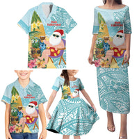 Aloha Hawaii Mele Kalikimaka Family Matching Puletasi and Hawaiian Shirt Chilling Santa With Pineapple - Polynesian Pattern LT14 - Polynesian Pride