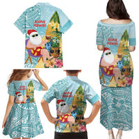 Aloha Hawaii Mele Kalikimaka Family Matching Puletasi and Hawaiian Shirt Chilling Santa With Pineapple - Polynesian Pattern LT14 - Polynesian Pride
