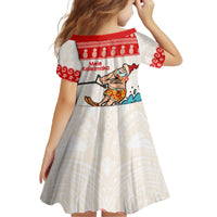 Mele Kalikimaka Hawaii Family Matching Off The Shoulder Long Sleeve Dress and Hawaiian Shirt Water-skiing Santa Tropical Vibes LT14 - Polynesian Pride