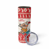 Mele Kalikimaka Hawaii Skinny Tumbler Water-skiing Santa Tropical Vibes LT14 - Polynesian Pride