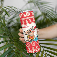 Mele Kalikimaka Hawaii Skinny Tumbler Water-skiing Santa Tropical Vibes LT14 - Polynesian Pride