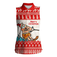 Mele Kalikimaka Hawaii Women Sleeveless Polo Shirt Water-skiing Santa Tropical Vibes LT14 Female Red - Polynesian Pride