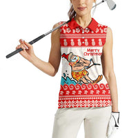 Mele Kalikimaka Hawaii Women Sleeveless Polo Shirt Water-skiing Santa Tropical Vibes LT14 - Polynesian Pride