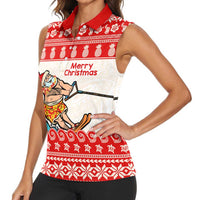 Mele Kalikimaka Hawaii Women Sleeveless Polo Shirt Water-skiing Santa Tropical Vibes LT14 - Polynesian Pride