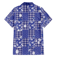 Blue Palaka Japanese Patterns Family Matching Off The Shoulder Long Sleeve Dress and Hawaiian Shirt Koi Fish Asanoha Sakura Patchwork Stylized LT14 - Polynesian Pride