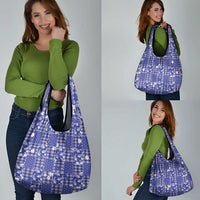 Blue Palaka Japanese Patterns Grocery Bag Koi Fish Asanoha Sakura Patchwork Stylized - Polynesian Pride