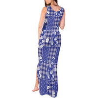 Blue Palaka Japanese Patterns Tank Maxi Dress Koi Fish Asanoha Sakura Patchwork Stylized - Polynesian Pride