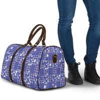 Blue Palaka Japanese Patterns Travel Bag Koi Fish Asanoha Sakura Patchwork Stylized - Polynesian Pride