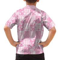 Pink Palaka Japanese Patterns Family Matching Off The Shoulder Long Sleeve Dress and Hawaiian Shirt Koi Fish Asanoha Sakura Patchwork Stylized LT14 - Polynesian Pride