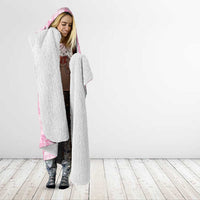 Pink Palaka Japanese Patterns Hooded Blanket Koi Fish Asanoha Sakura Patchwork Stylized - Polynesian Pride