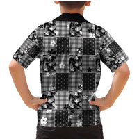 Black Palaka Japanese Patterns Family Matching Mermaid Dress and Hawaiian Shirt Koi Fish Asanoha Sakura Patchwork Stylized - Polynesian Pride