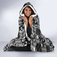 Black Palaka Japanese Patterns Hooded Blanket Koi Fish Asanoha Sakura Patchwork Stylized - Polynesian Pride