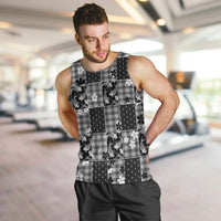Black Palaka Japanese Patterns Men Tank Top Koi Fish Asanoha Sakura Patchwork Stylized - Polynesian Pride